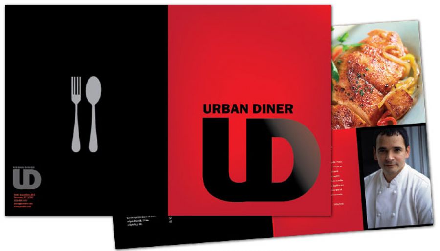 Urban Diner Restaurant Half Fold Brochure Design Layout